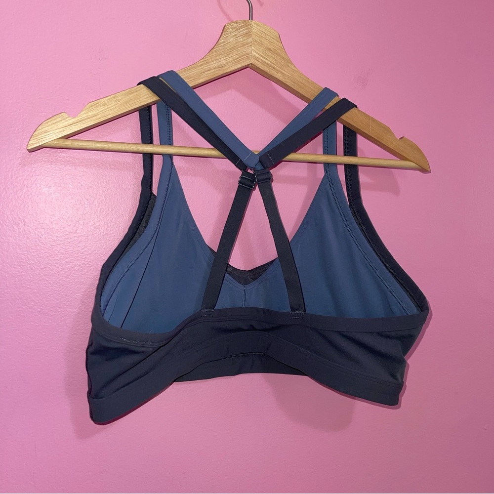 Gymshark Double Up Sports Bra Titanium Blue Medium Support V-Neck Women’s Large - Picture 7 of 7